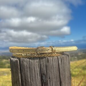 Gold Woven Skinny Belt Retro Disco Western